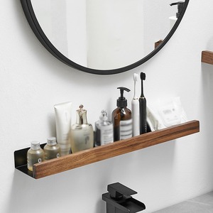 Wooden decorative <b>rack</b> for kitchen, iron and wood storage <b>rack</b>, wrought iron wall <b>shelf</b>, no-drill solid wood single-line <b>shelf</b> - Product Image 3