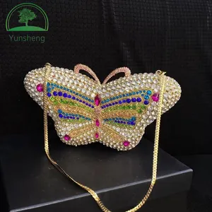 Little Butterfly Rhinestone Evening Clutch Purse Crystal Wedding Party Purses Bridal Shoulder Handbags Wholesale