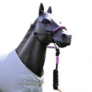 2026 Hot selling Braided Nylon <b>Rope</b> <b>Horse</b> Halter with Purple and Pink Stripes <b>Lead</b> <b>Rope</b> Included - Product Image 4