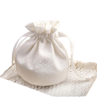 Sac de rangement pour parfum personnalisé, petit et parfumé, en coton doux et lin, avec logo brodé, pour cadeau