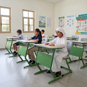 High Quality Modern Design Single Student Desk and <b>Chair</b> Classroom Colorful Wooden Furniture With Hooks for Children PT-105B Sch - Product Image 5