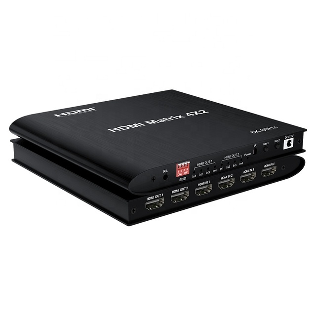 HDMI Matrix 8K 60hz 2.1v HDMI Matrix 4x2 Switch Splitter 4 in 2 Out With Audio Out hdmi matrix Switcher