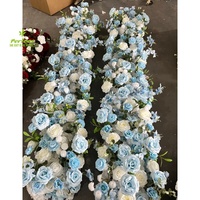 Chemin de table en fleurs artificielles en soie rose champagne pour mariage, table des mariés, centre de table de banquet, décoration de toile de fond pour photomaton de fête