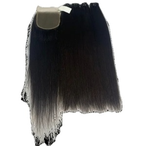 Cheveux humains purs fermeture pré plumée fermeture dentelle douce soyeuse droite suisse HD transparente frontale et fermeture - Product Image 1