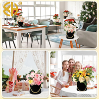 Boîte à fleurs en velours luxueuse avec couvercle et poignée de boîte cadeau imbriquée - Impression quadricolore recyclable pour mariages, fêtes, anniversaires