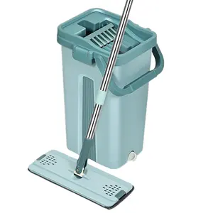 Fabriek Maatwerk Microfiber Spin Platte Magic Cleaning Mop Met Emmer