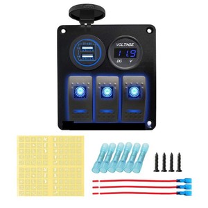 Marine Aluminum Alloy <b>Switch</b> Panel 5V 4.8A Dual <b>USB</b> LED Rocker <b>Switch</b> For Boat Car RV SUV Truck - Product Image 4