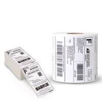 Kertas Barcode Tahan Air 4x6 Label Pengiriman Persegi Panjang Perekat 500 Lembar Lipat Rollo Zebra Printer Thermal Langsung Perforasi