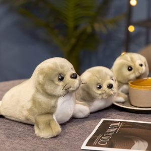 Jouet en peluche de phoque couché réaliste, animal de simulation avec pose mignonne, mammifère marin en peluche pour collection et cadeau, commande en gros - Product Image 4