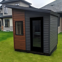 Sauna de Esquina para 4 Personas, Moderna, de Madera Sólida, para Exteriores, de Cedro Rojo, Infrarroja, Ecológica, para Espacios Pequeños
