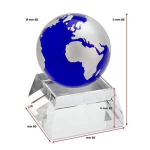 <b>GLOBE</b> WORLD Blue Glass <b>Globe</b> 60mm Diameter and 85mm Height - Product Image 2