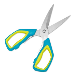 Stainless Steel <b>Kitchen</b> <b>Scissors</b> Multi Functional Straight Head Blue And Yellow For Home Use - Product Image 1
