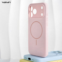 Coque en silicone liquide VAWI S042 en gros pour iPhone 12 13 14 15 16 17 Pro Max, coque de téléphone antichoc en silicone magnétique avec protection d'objectif d'appareil photo