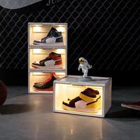 Boîte de présentation à assembler soi-même, boîte à chaussures en acrylique transparente détachable, étui pour chaussures de sport, boîtes de présentation de chaussures avec éclairage LED