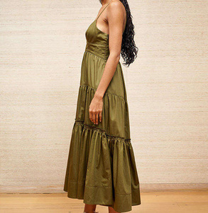 OEM all'ingrosso personalizzato pieghettato estate Midi personalizzato lungo da donna alla moda <span class=keywords><strong>vestiti</strong></span> eleganti occidentali modesti abiti di <span class=keywords><strong>cotone</strong></span> estate - Product Image 3