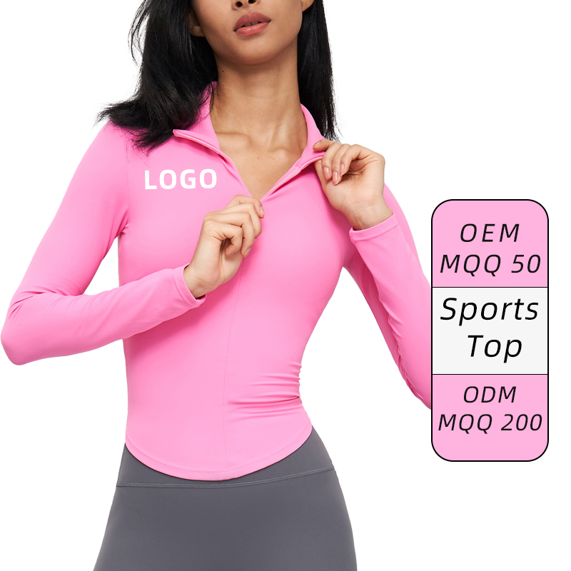 CX1574 Women Long Sleeve Half-Zipper Yoga Top Stand up Collar Top Gym Fitness High Stretchy Yoga Jacket