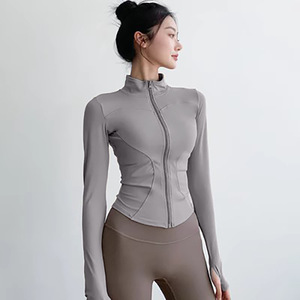 Nueva ropa de yoga abrigo de mujer redondo alto elástico suelto ejercicio yoga fitness manga larga cuello alto yoga tops - Product Image 4