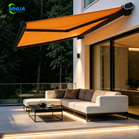 Auvent motorisé à cassette intégrale, rétraction automatique par vent, auvent rétractable imperméable avec télécommande pour jardin et hôtel