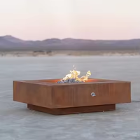 Brasero décoratif de jardin en acier Corten et acier inoxydable, à gaz propane, durable et sans fumée