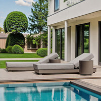 Nouveau design d'ensemble de mobilier lounge extérieur avec cadre en aluminium Chaise longue de plage Chaise longue de piscine Chaise longue