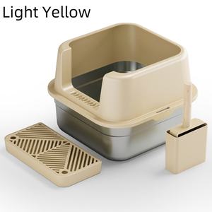 Furnitur Toilet kucing hitam kualitas tinggi persediaan hewan peliharaan pabrik grosir harga murah kotak sampah kucing baja tahan karat portabel - Product Image 3