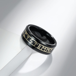 Nordic Viking Rune Tungsten Steel <b>Ring</b> <b>For</b> <b>Men</b> Steel Black Letter Design Gift Jewelry - Product Image 2