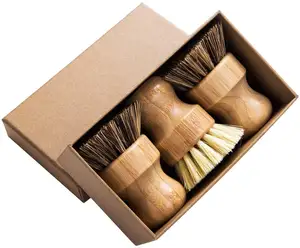 A Eco Friendly Bamboo Washing Wood Dish brush Washer annular handle Vegetable Fruit Kitchen cleaning Brush