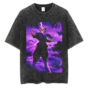 T-shirt homme personnalisé <span class=keywords><strong>noir</strong></span> 280 grammes 100% coton délavé à l'acide, motif vintage <span class=keywords><strong>Dragon</strong></span> <span class=keywords><strong>Ball</strong></span> <span class=keywords><strong>Z</strong></span>, Goku Vegeta Anime - Product Image 2