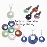 Perles en pierre naturelle plates et rondes en forme de donut, breloques pour la fabrication de bijoux, boucles d'oreilles, artisanat DIY, accessoires d'énergie curative, vente en gros