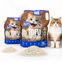 Litière pour chat en tofu naturelle sans poussière, de qualité supérieure, avec charbon actif, agglomérante, biodégradable, jetable aux toilettes, en vrac, 6L