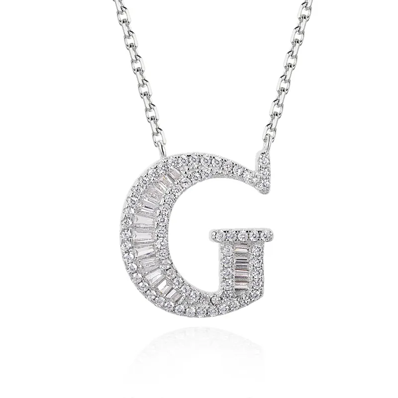 925 sterling silver personalized jewelry initial alphabet 26 letter pendant necklace