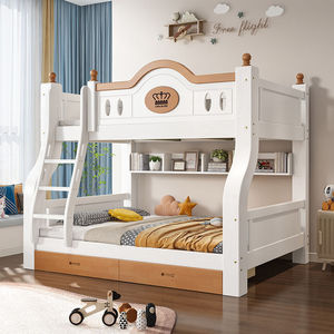 Lits blancs modernes en bois massif pour enfants Lit en bois pour enfants avec toboggan Maison solide en bois personnalisée Lits pour enfants Cadre - Product Image 6