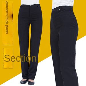 <span class=keywords><strong>Youbu</strong></span> hôtel pantalon de travail pour femmes noir épaissi respirant Polyester/coton droit vêtements d'affaires pleine longueur taille moyenne bouton - Product Image 1