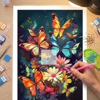 Kit de Peinture Diamant 5D Papillons, Broderie Complète pour Adultes, Toile d'Art Diamant DIY, Décoration Murale Maison, Cadeau