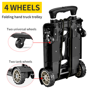 Small Folding <strong>Hand</strong> Truck <strong>Dolly</strong> 4-<strong>Wheel</strong> Foldable Shopping Cart Lightweight Aluminum Collapsible Trolley 40KG Capacity OEM Tools - Product Image 4