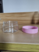 Pot rond transparent en PET pour crème de soin avec couvercle rose, mini-récipient cosmétique vide rechargeable pour échantillons de masques et lotions