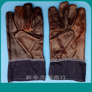 Guantes de soldadura de cuero de vaca con siete capas de mezclilla, sin forro, para soldadura industrial, con pulgar recto, resistentes a salpicaduras de metal fundido - Product Image 5