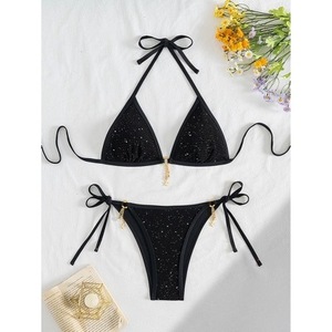 Nuevo traje de baño de estilo europeo y americano, negro, con tirantes ajustables en la espalda, bikini sexy y de gran venta, adelgazante - Product Image 3
