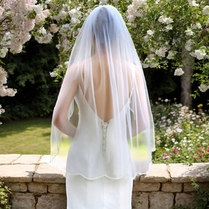 Vente chaude : Voiles courts de mariée en gaze perlée tressée à la main, style européen et américain, pour coiffure - Product Image 4