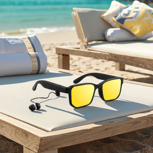 Kacamata Pintar Bluetooth tahan UV, kacamata hitam latensi rendah BT panggilan suara <span class=keywords><strong>Headset</strong></span> cerdas dapat dipakai cetakan pribadi - Product Image 4