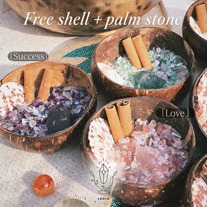 Cuenco de Cuarzo LANJO con Forma Redonda y Virutas de Cristal Natural en Cuenco de Cáscara de Coco para Decoración del Hogar - Product Image 4