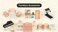 Maison de poupée en bois pour enfants, style château de villa, jeu de rôle éducatif, simulation de scène de vie, grand ensemble de meubles, style dessin animé