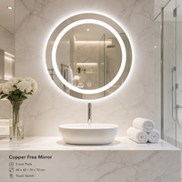 Miroir de salle de bain rond intelligent à écran tactile LED anti-buée argenté, design moderne, installation murale, modèle HX 8165