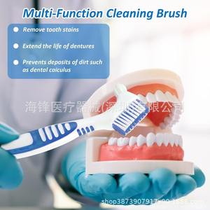 Brosse de nettoyage pour prothèses dentaires OEM à double tête pour l'entretien des appareils orthodontiques et des aligneurs, en plastique, 28g, bleu, vert, violet, orange - Product Image 3