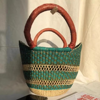 Panier en osier Bolga tressé à la main en jonc de mer et en jacinthe d'eau, décoratif, avec poignée, pour le rangement, vente en gros, artisanat