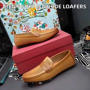 Mocasines de Piel Vacuna de Primera Capa para Hombre, Primavera-Verano, Suela Suave, Transpirables, Acolchados, Casuales, Sin Cordones, para Oficina y Fiestas, Venta al Por Mayor - Product Image 2