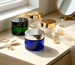 Empty Amber <b>Glass</b> <b>Jars</b> <b>with</b> <b>Lids</b> for Face Body Cream, Wholesale Skincare Containers - Product Image 4