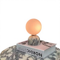 Lampe de table en marbre naturel, globe rond, lampe de chevet, lumière d'ambiance chaude vintage nordique pour chambre à coucher, salon