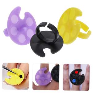 Placa de maquillaje de paleta de Arte de uñas de colores mezclados con hoja curva para esmalte de uñas bandeja de anillo de plástico para dedo usable - Product Image 5