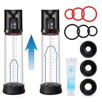 Pompe à vide électrique pour l'amélioration masculine, 4 niveaux de pression, écran LCD, rechargeable par USB, 3 anneaux d'étanchéité en silicone, pompe à pénis